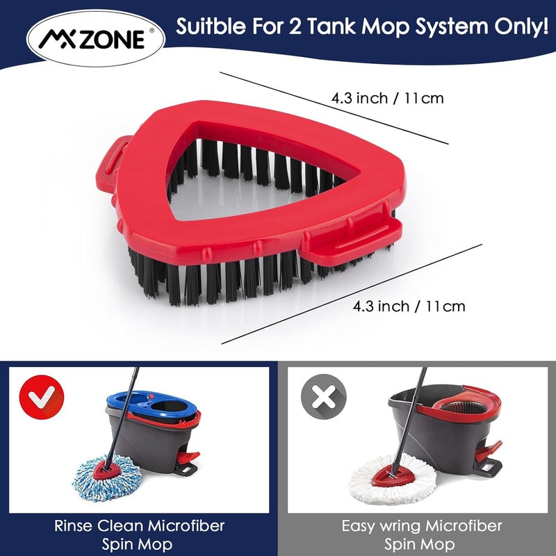 MXZONE Scrubber and Mop Base Compatible with O Cedar RinseClean 2 Tank System, Spin Mop Scrub Brush Head Replacement, Hard Bristle Cleaning Brush, 1 Mop Base and 1 Scrub Brush, Not Fit EasyWring 1 Tank - Image 2